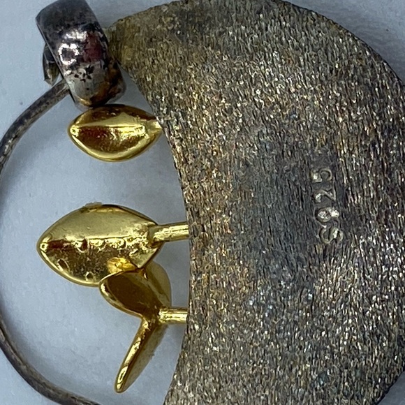 925 Sterling Silver Handmade birds on a branch Bangle and Garden Pot Pendant - Picture 5 of 11